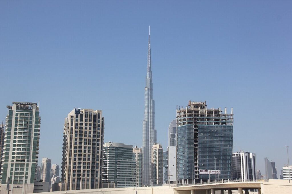 Burj Khalifa rising above Downtown Dubai