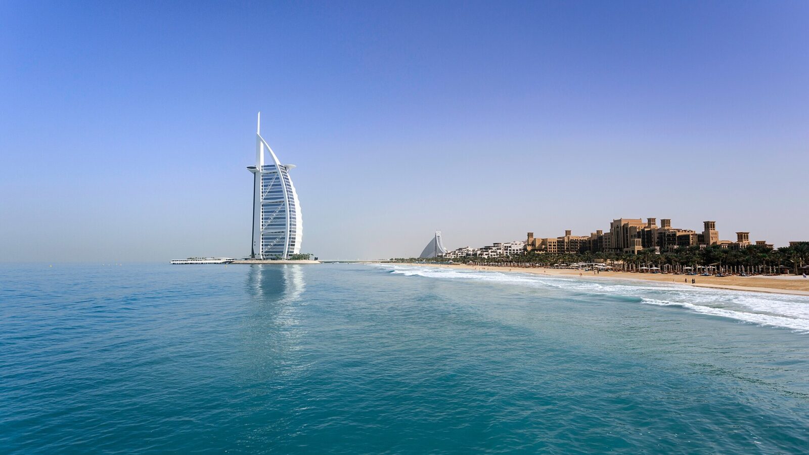 The open beach at Umm Suqeim looking towards Burj Al Arab